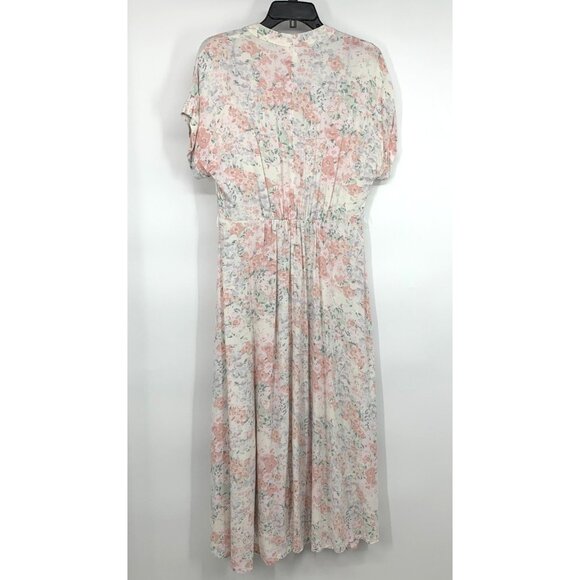 H&M Dress Floral Print Button Down Midi V Neck Short Sleeve - Picture 9 of 12